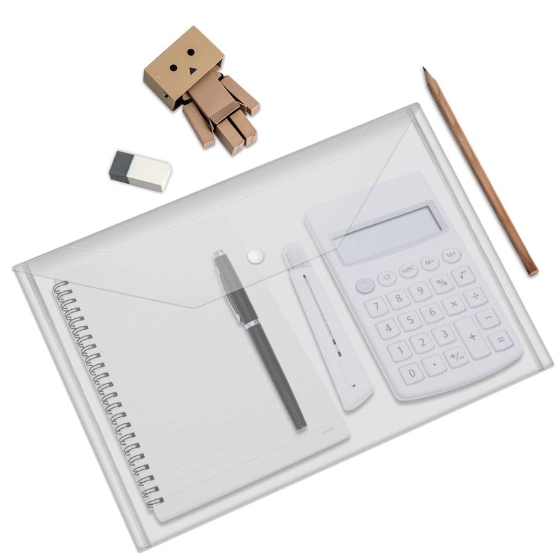 JIKIOU 30pcs Plastic Envelopes, Clear Reusable Poly Envelope Waterproof File Folder with Snap Button, Us Letter/A4 Size - Image 2